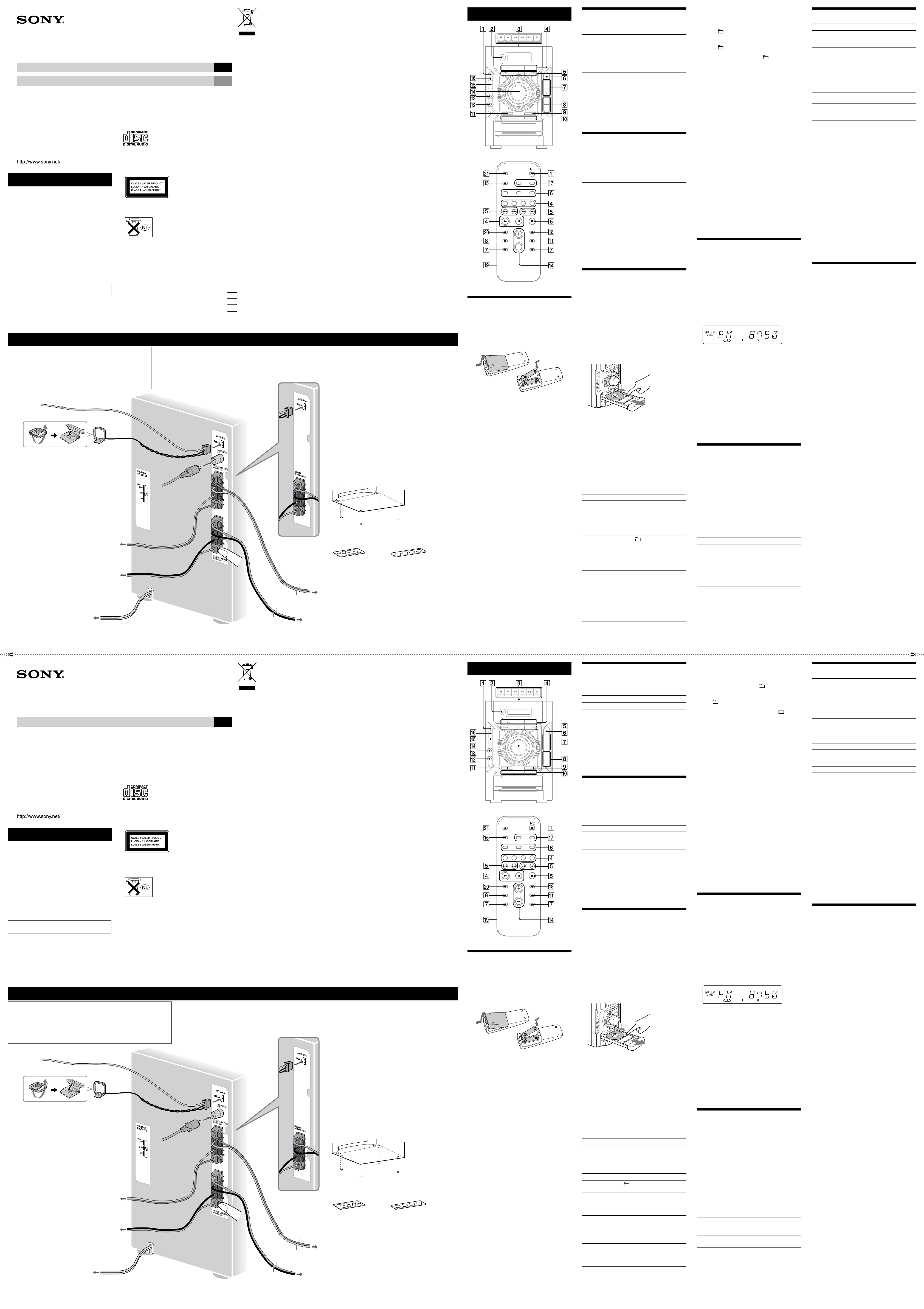 Manual Sony MHC-EC77 (page 1 Of 2) (German, Dutch)