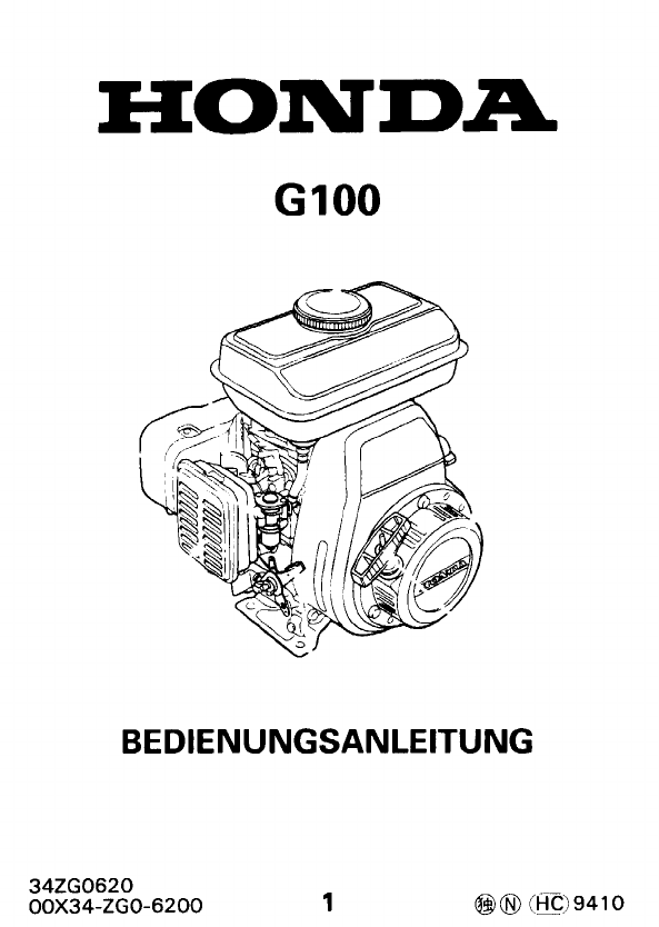 dealer Maak avondeten Grof Manual Honda Honda Engines G100 (page 1 of 32) (German)