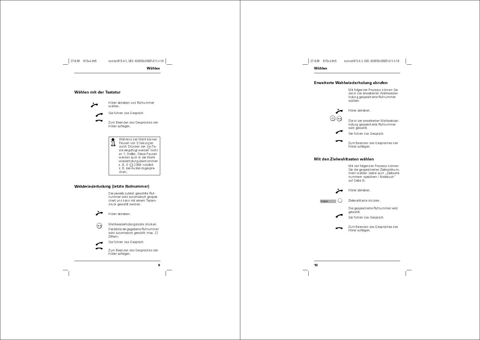 Manual Siemens euroset 815 s (page 1 of 14) (German)