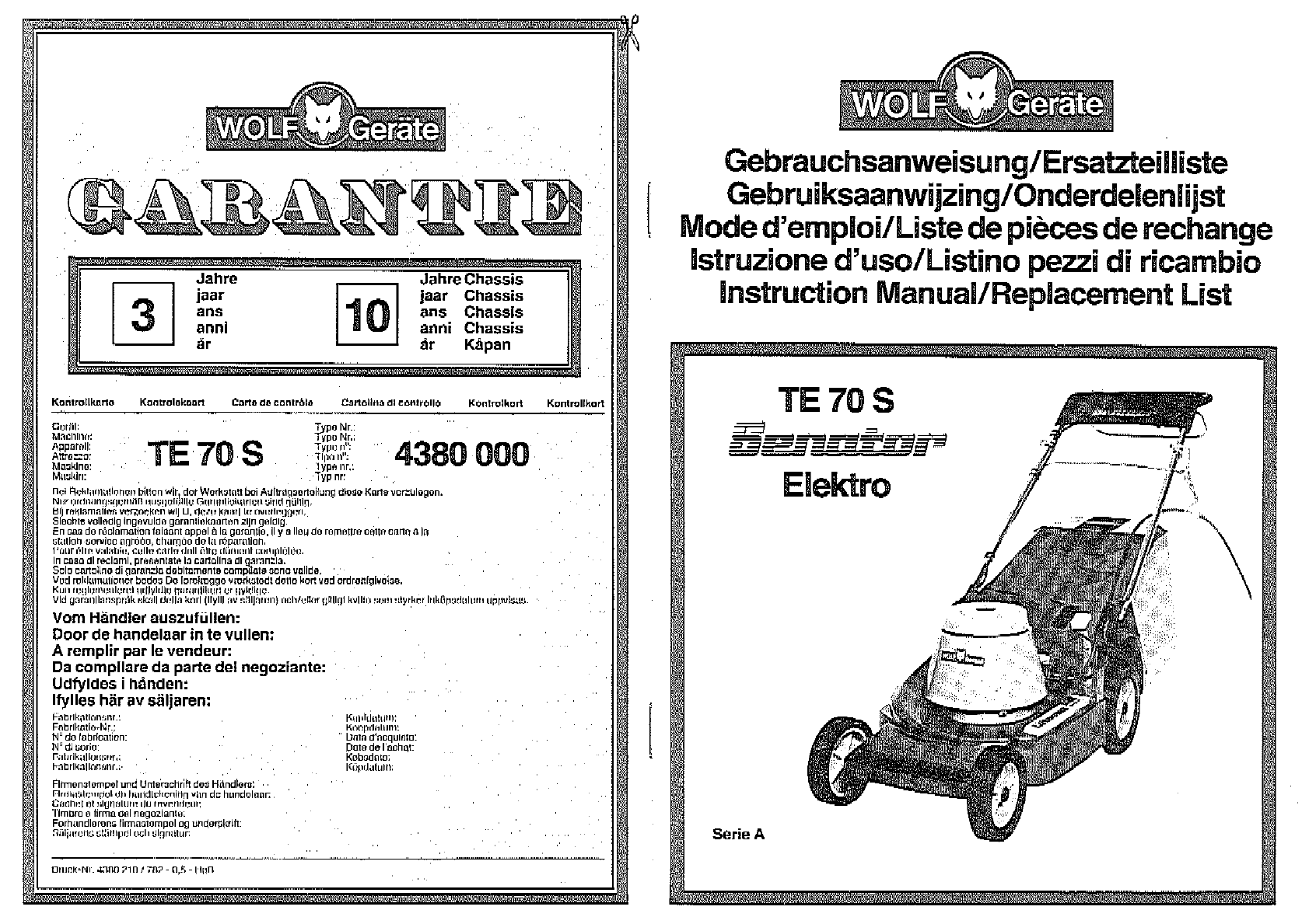 Manual Wolf Garten Te 70 S Senator Elektro Page 1 Of 14 German