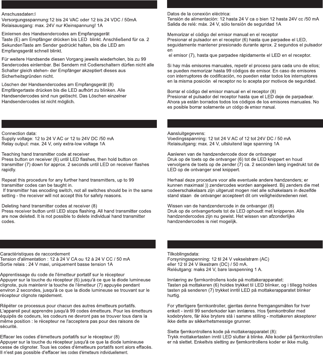 Manual Novoferm E 43 U Page 1 Of 2 German English Spanish French Dutch Norwegian