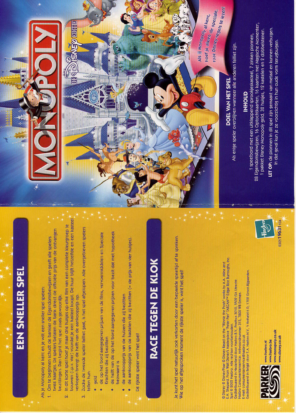 Portugees vergroting Willen Manual Hasbro Monopoly Disney 19631 nieuw (page 1 of 6) (Dutch)