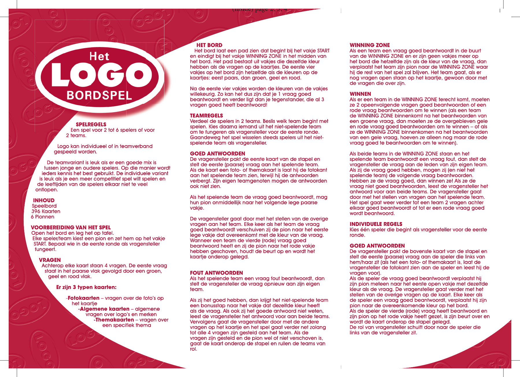 voor Inzichtelijk toernooi Manual Jumbo Het Logo Bordspel (page 1 of 2) (Dutch)