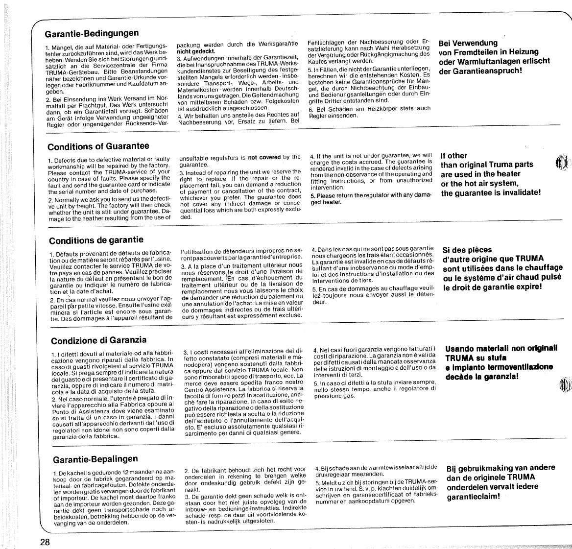 Manual Trumatic E 1800 Page 30 Of 32 German English French Italian Dutch