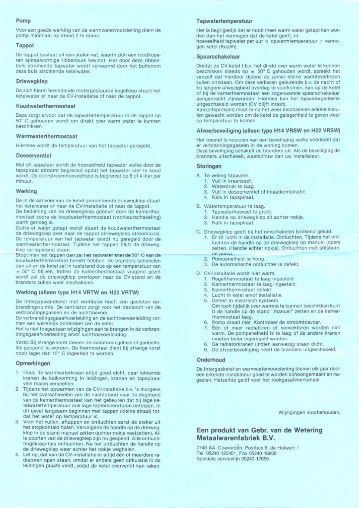 Manual Intergas H22vrtw Page 1 Of 23 Dutch