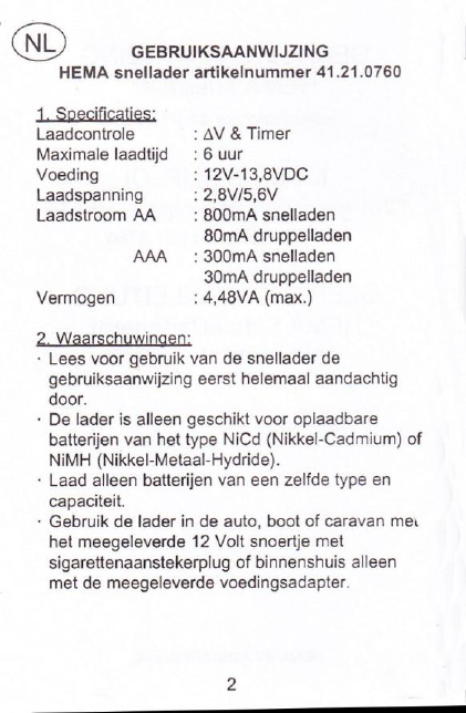 Geef energie Distributie Andrew Halliday Manual Hema 41210760 (page 2 of 6) (Dutch)